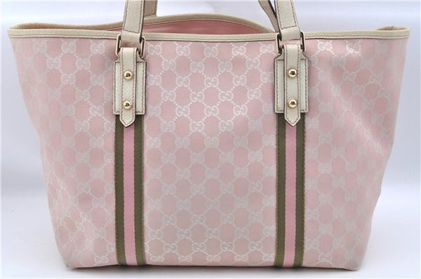 Auth GUCCI Sherry Line Shoulder Tote Bag GG Canvas Leather 139260 Pink J8191