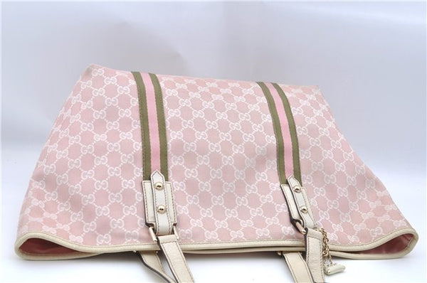 Auth GUCCI Sherry Line Shoulder Tote Bag GG Canvas Leather 139260 Pink J8191