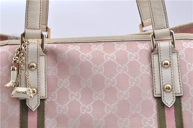 Auth GUCCI Sherry Line Shoulder Tote Bag GG Canvas Leather 139260 Pink J8191