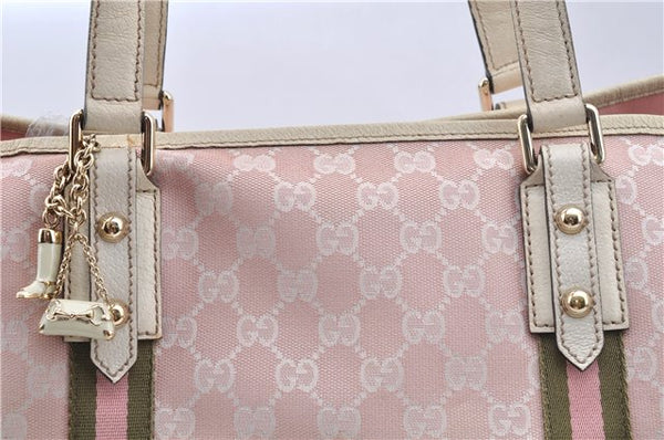 Auth GUCCI Sherry Line Shoulder Tote Bag GG Canvas Leather 139260 Pink J8191