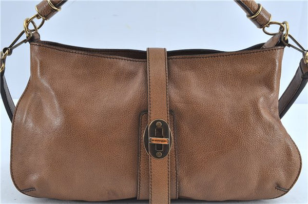 Authentic BURBERRY Vintage Leather 2Way Shoudler Hand Bag Purse Brown J8214