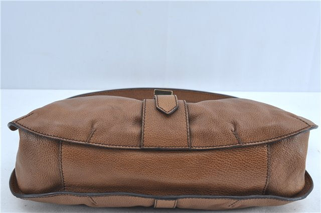 Authentic BURBERRY Vintage Leather 2Way Shoudler Hand Bag Purse Brown J8214