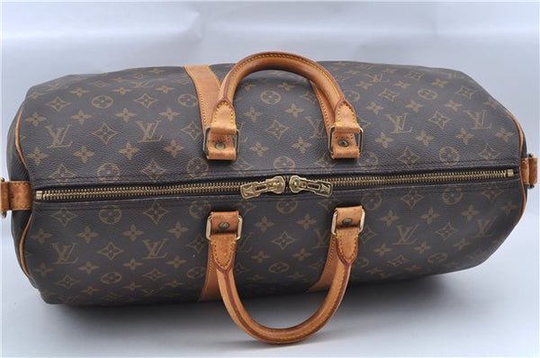 Authentic Louis Vuitton Monogram Keepall Bandouliere 45 M41418 Boston Bag J8246