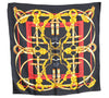 Authentic HERMES Carre 90 Scarf "Grand Manege" Silk Black J8255