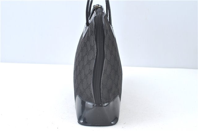 Authentic GUCCI Shoulder Hand Bag GG Canvas Enamel 0021122 Black J8271