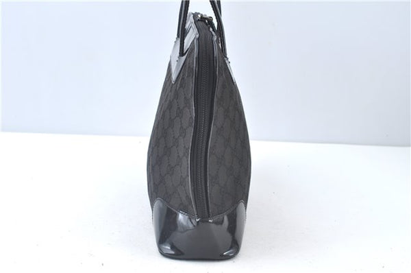 Authentic GUCCI Shoulder Hand Bag GG Canvas Enamel 0021122 Black J8271
