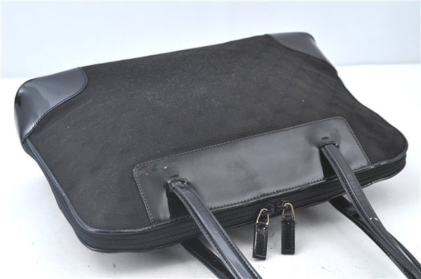 Authentic GUCCI Shoulder Hand Bag GG Canvas Enamel 0021122 Black J8271