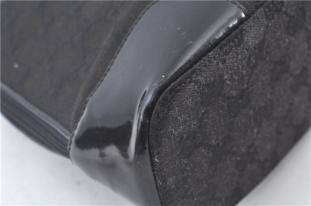 Authentic GUCCI Shoulder Hand Bag GG Canvas Enamel 0021122 Black J8271