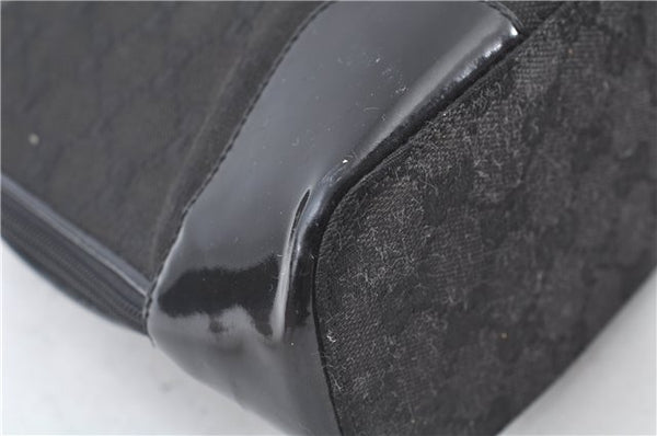 Authentic GUCCI Shoulder Hand Bag GG Canvas Enamel 0021122 Black J8271