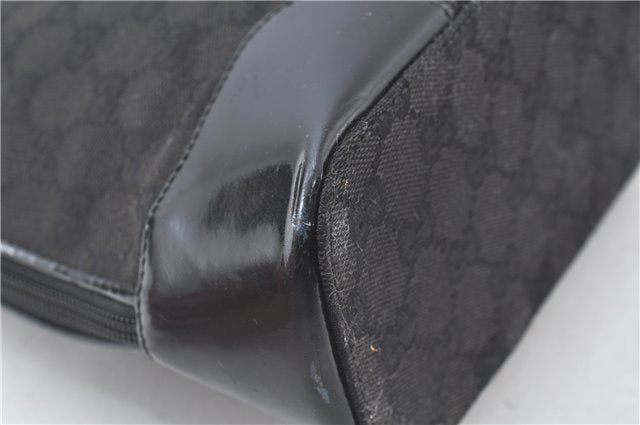 Authentic GUCCI Shoulder Hand Bag GG Canvas Enamel 0021122 Black J8271