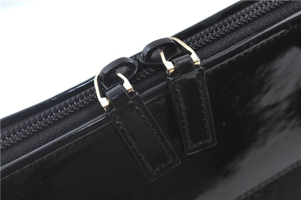 Authentic GUCCI Shoulder Hand Bag GG Canvas Enamel 0021122 Black J8271