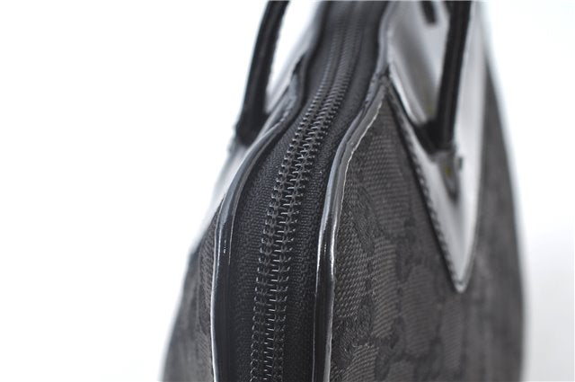 Authentic GUCCI Shoulder Hand Bag GG Canvas Enamel 0021122 Black J8271