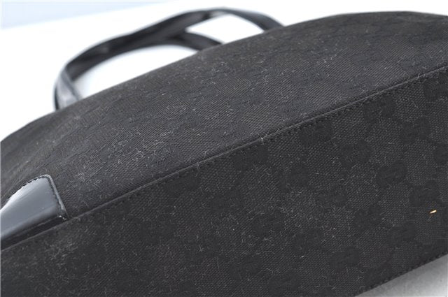 Authentic GUCCI Shoulder Hand Bag GG Canvas Enamel 0021122 Black J8271