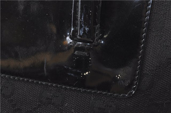 Authentic GUCCI Shoulder Hand Bag GG Canvas Enamel 0021122 Black J8271