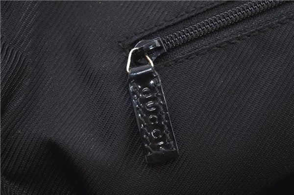 Authentic GUCCI Shoulder Hand Bag GG Canvas Enamel 0021122 Black J8271