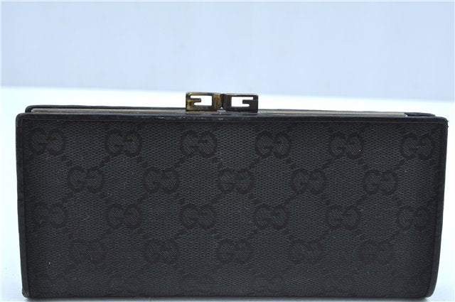 Authentic GUCCI Long Wallet Purse GG Canvas Leather 106650 Black J8309