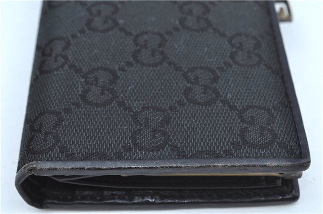 Authentic GUCCI Long Wallet Purse GG Canvas Leather 106650 Black J8309