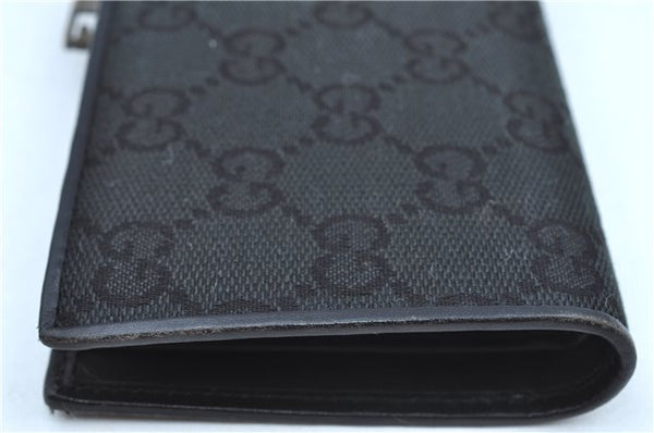 Authentic GUCCI Long Wallet Purse GG Canvas Leather 106650 Black J8309