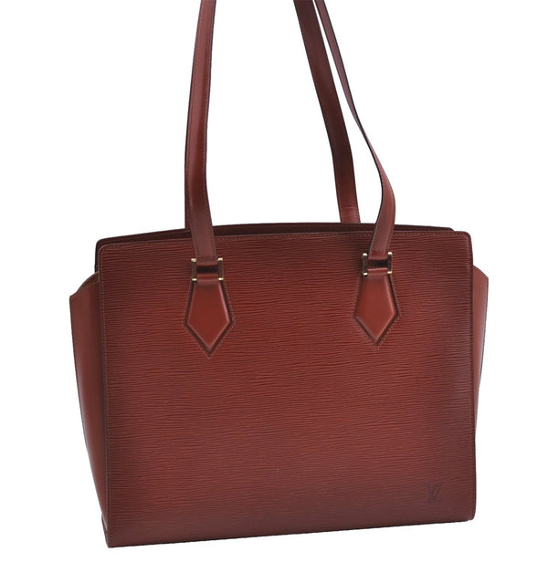 Authentic Louis Vuitton Epi Duplex Shoulder Tote Bag Brown M52423 LV J8330