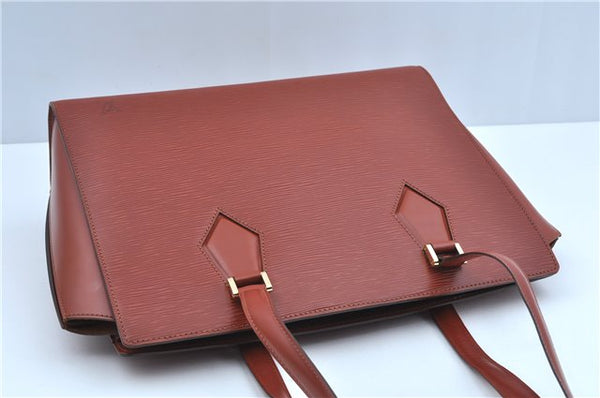 Authentic Louis Vuitton Epi Duplex Shoulder Tote Bag Brown M52423 LV J8330