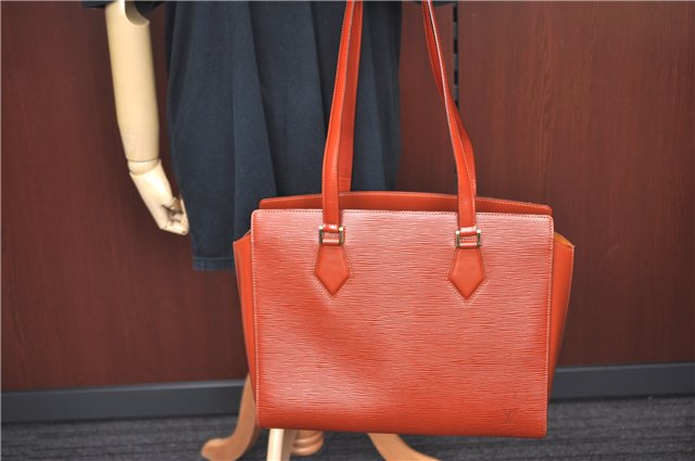 Authentic Louis Vuitton Epi Duplex Shoulder Tote Bag Brown M52423 LV J8330