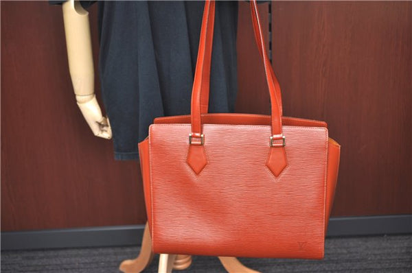 Authentic Louis Vuitton Epi Duplex Shoulder Tote Bag Brown M52423 LV J8330
