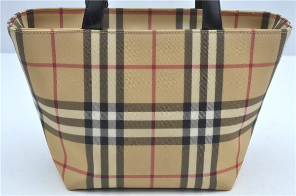 Authentic BURBERRY Vintage Nova Check PVC Hand Bag Purse Brown Beige J8335