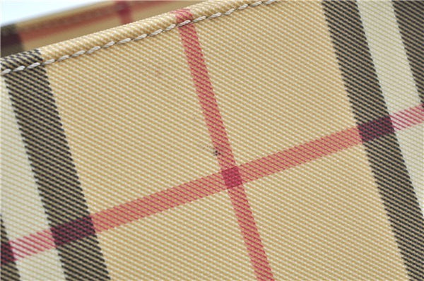 Authentic BURBERRY Vintage Nova Check PVC Hand Bag Purse Brown Beige J8335