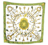 Authentic HERMES Carre 90 Scarf "LES CLES THE KEYS RARE" Silk Green J8342