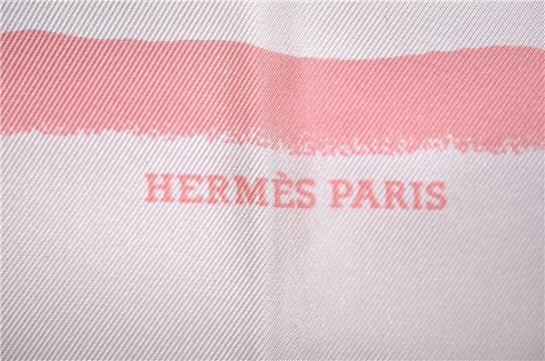 Authentic HERMES Carre 90 Scarf Border motif Silk Pink J8347