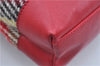 Authentic BURBERRY Check Wool Leather Shoulder Hand Bag Purse Ivory Red J8372