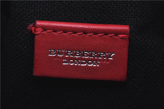 Authentic BURBERRY Check Wool Leather Shoulder Hand Bag Purse Ivory Red J8372