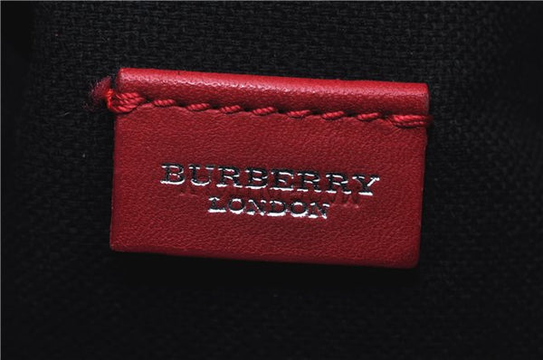 Authentic BURBERRY Check Wool Leather Shoulder Hand Bag Purse Ivory Red J8372