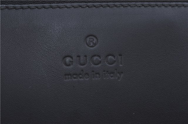 Authentic GUCCI Clutch Hand Bag Purse Leather 0141130 Black J8377