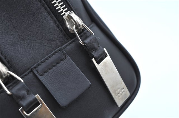 Authentic GUCCI Clutch Hand Bag Purse Leather 0141130 Black J8377