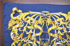 Authentic HERMES Carre 90 Scarf "LE MORS "A LA CONETABLE" Silk Navy J8399