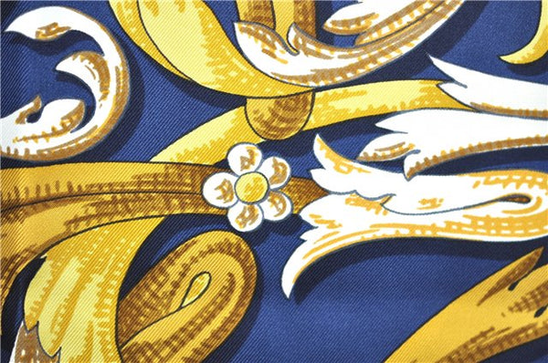 Authentic HERMES Carre 90 Scarf "LE MORS "A LA CONETABLE" Silk Navy J8399