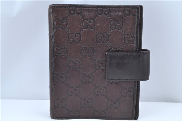 Authentic GUCCI Guccissima Agenda Notebook Cover Leather 115240 Brown J8413