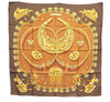 Authentic HERMES Carre 90 Scarf "LES CAVALIERS D'OR" Silk Brown J8435