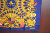 Authentic HERMES Carre 90 Scarf "BRITISH HERALDRY" Silk Blue Gold J8437