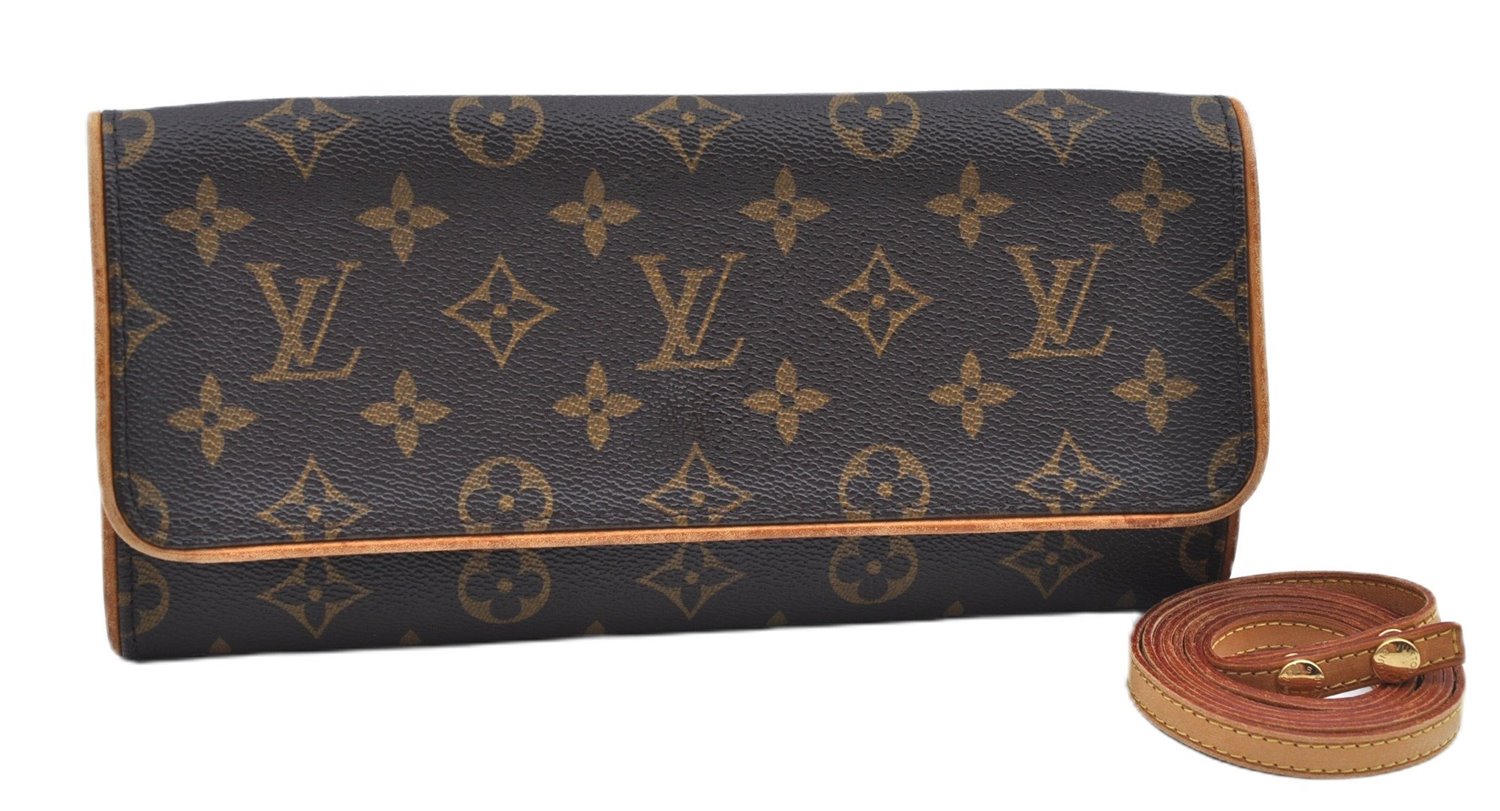 Authentic Louis Vuitton Monogram Pochette Twin GM Shoulder Bag M51852 LV J8491