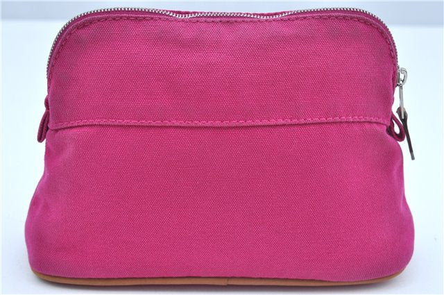 Authentic HERMES Bolide PM Pouch Purse Canvas Leather Pink J8549