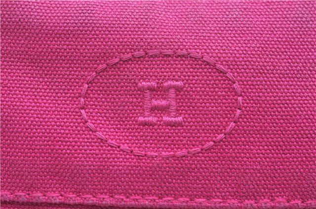 Authentic HERMES Bolide PM Pouch Purse Canvas Leather Pink J8549