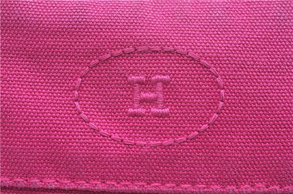 Authentic HERMES Bolide PM Pouch Purse Canvas Leather Pink J8549