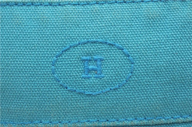 Authentic HERMES Bolide Pouch MiniMini Purse Canvas Leather Light Blue J8555