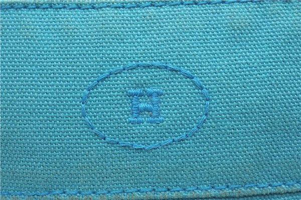 Authentic HERMES Bolide Pouch MiniMini Purse Canvas Leather Light Blue J8555