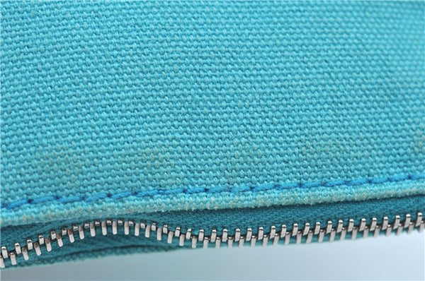 Authentic HERMES Bolide Pouch MiniMini Purse Canvas Leather Light Blue J8555