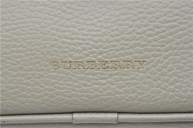 Authentic BURBERRY Vintage Leather Shoulder Cross Body Bag Purse Gray J8567