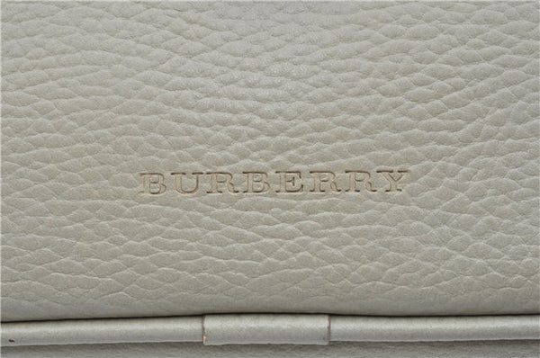 Authentic BURBERRY Vintage Leather Shoulder Cross Body Bag Purse Gray J8567