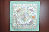 Authentic HERMES Carre 90 Scarf "Auteuil Mai" Silk Green J8640